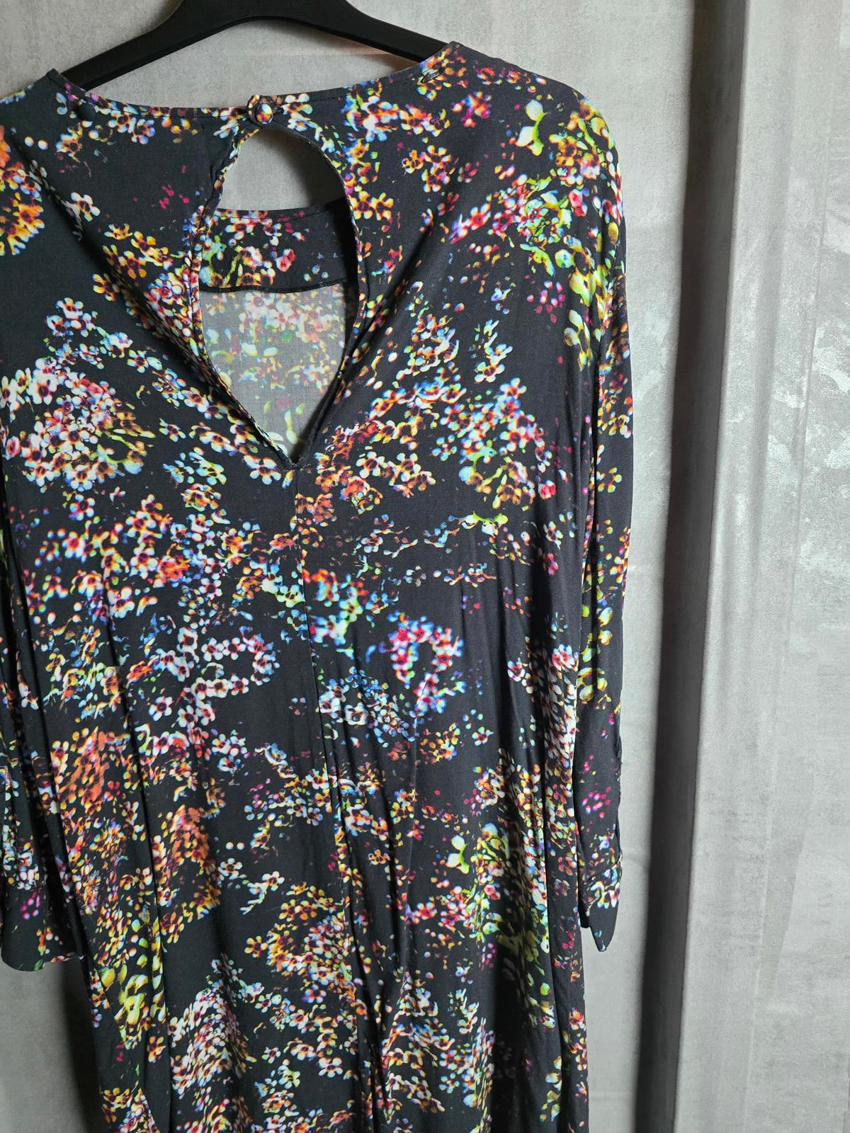 & other stories black floral mini dress size 10 3/4 length sleeves