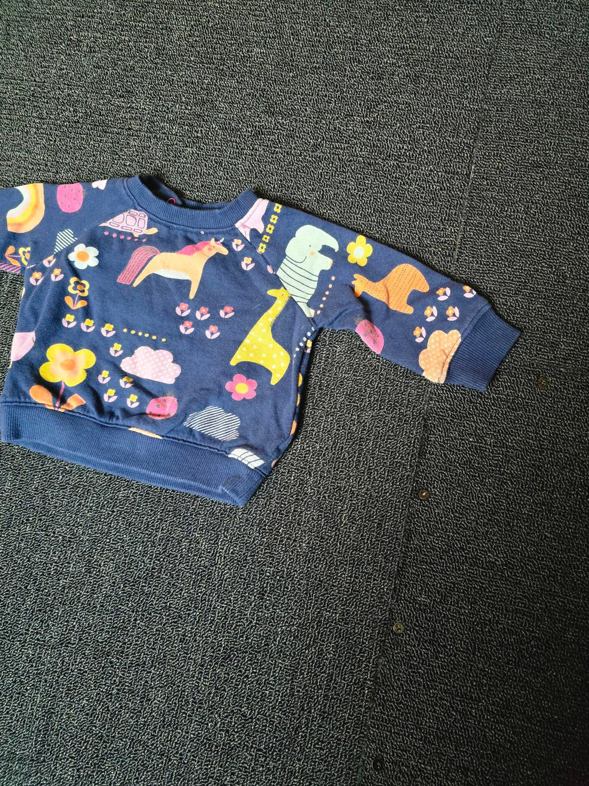 Next girls navy patterned jumper 3-6months