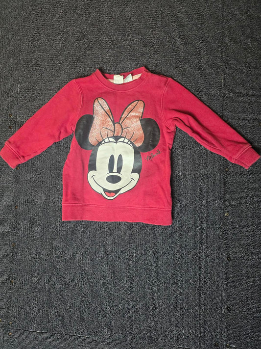 H&M girls red Minnie Mouse jumper 9-12months