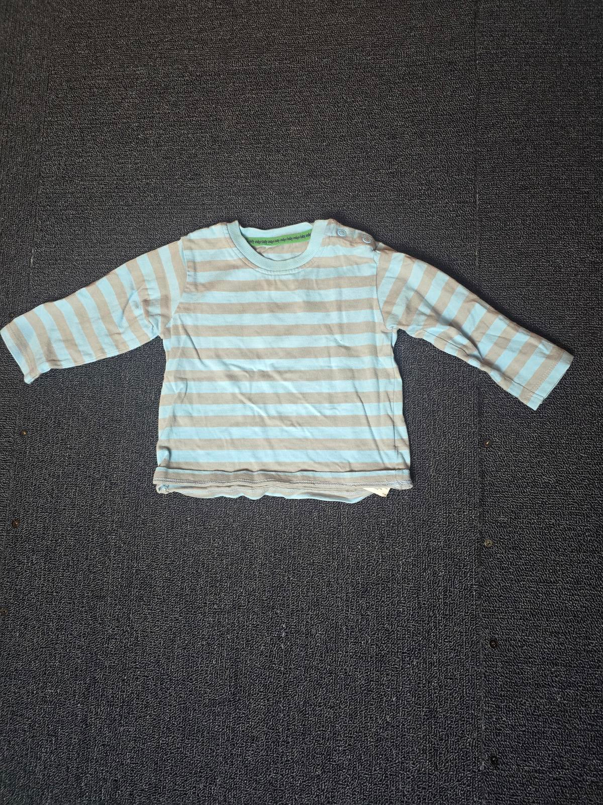 Marks & Spencer Blue & grey striped t-shirt boys 6-9months