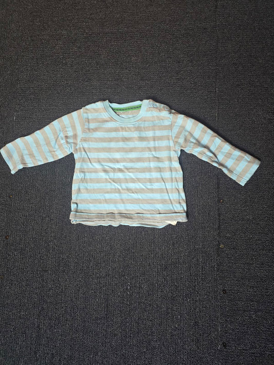 Marks & Spencer Blue & grey striped t-shirt boys 6-9months