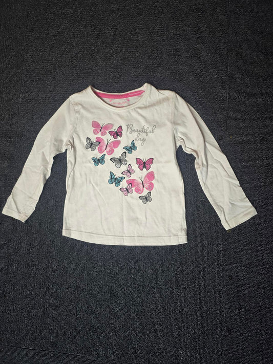 Primark girls butterfly white t-shirt 2-3years