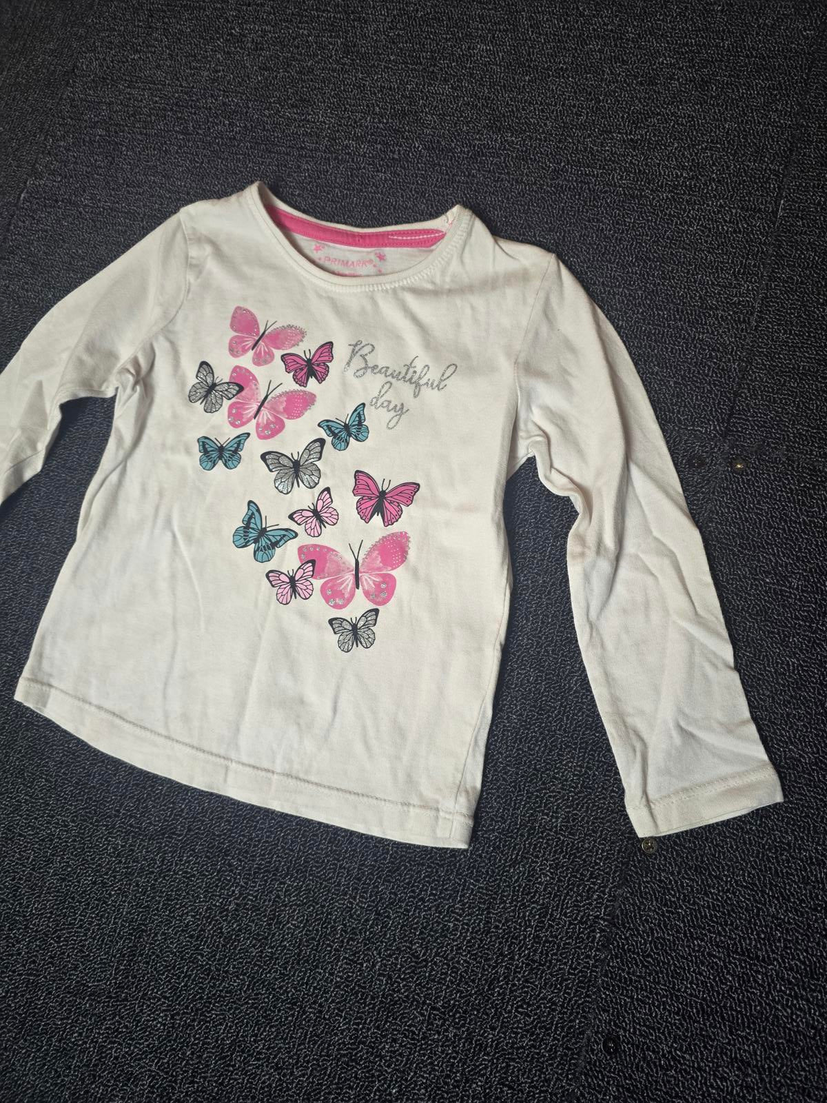 Primark girls butterfly white t-shirt 2-3years