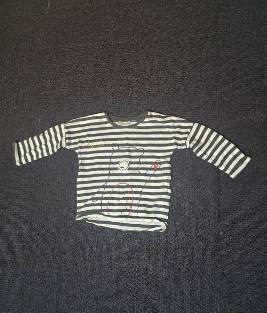 Next boys black & white striped long sleeved t-shirt age 6-9months
