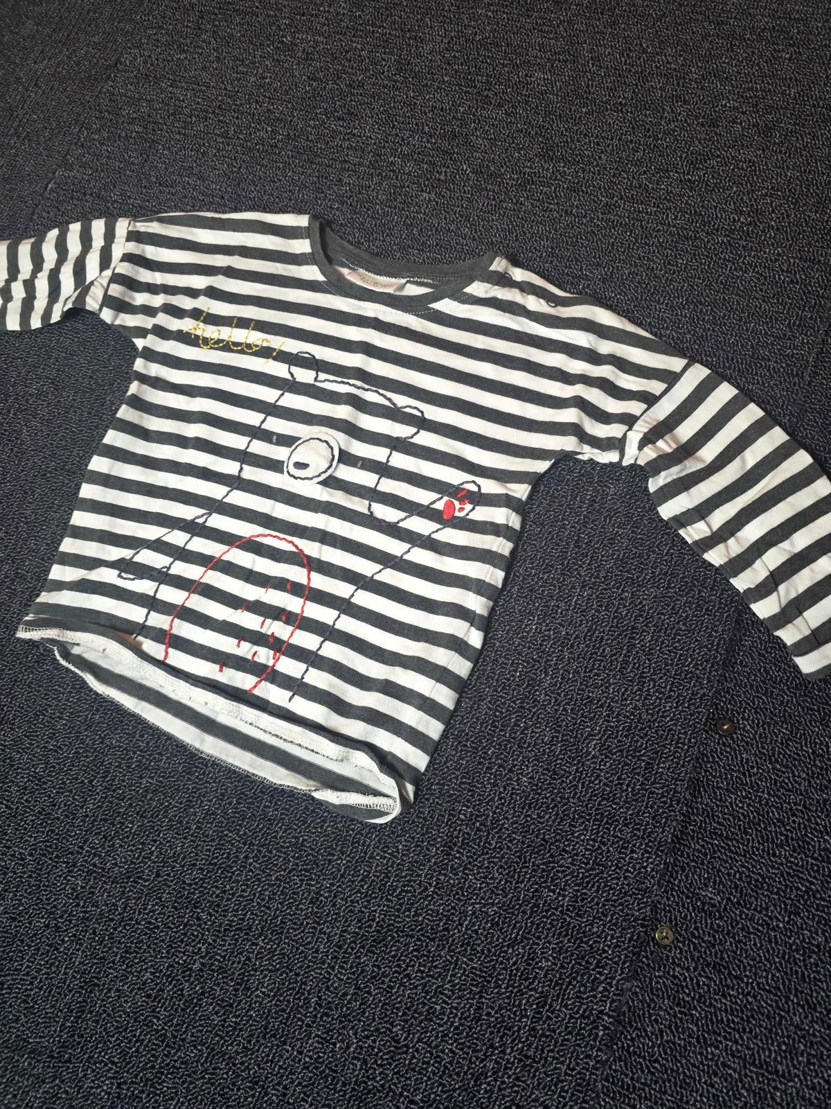 Next boys black & white striped long sleeved t-shirt age 6-9months