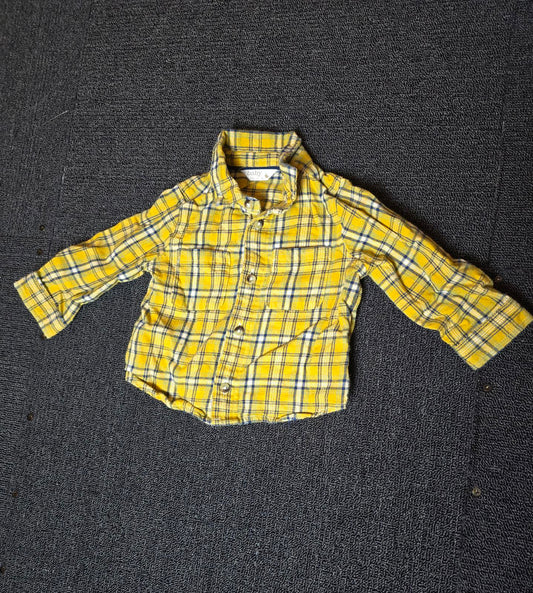M&Co yellow checked shirt boys 6-9months