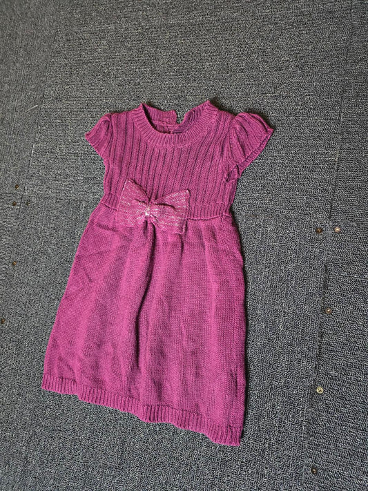 Dunnes purple knitted short sleeved dress girls 6-9m