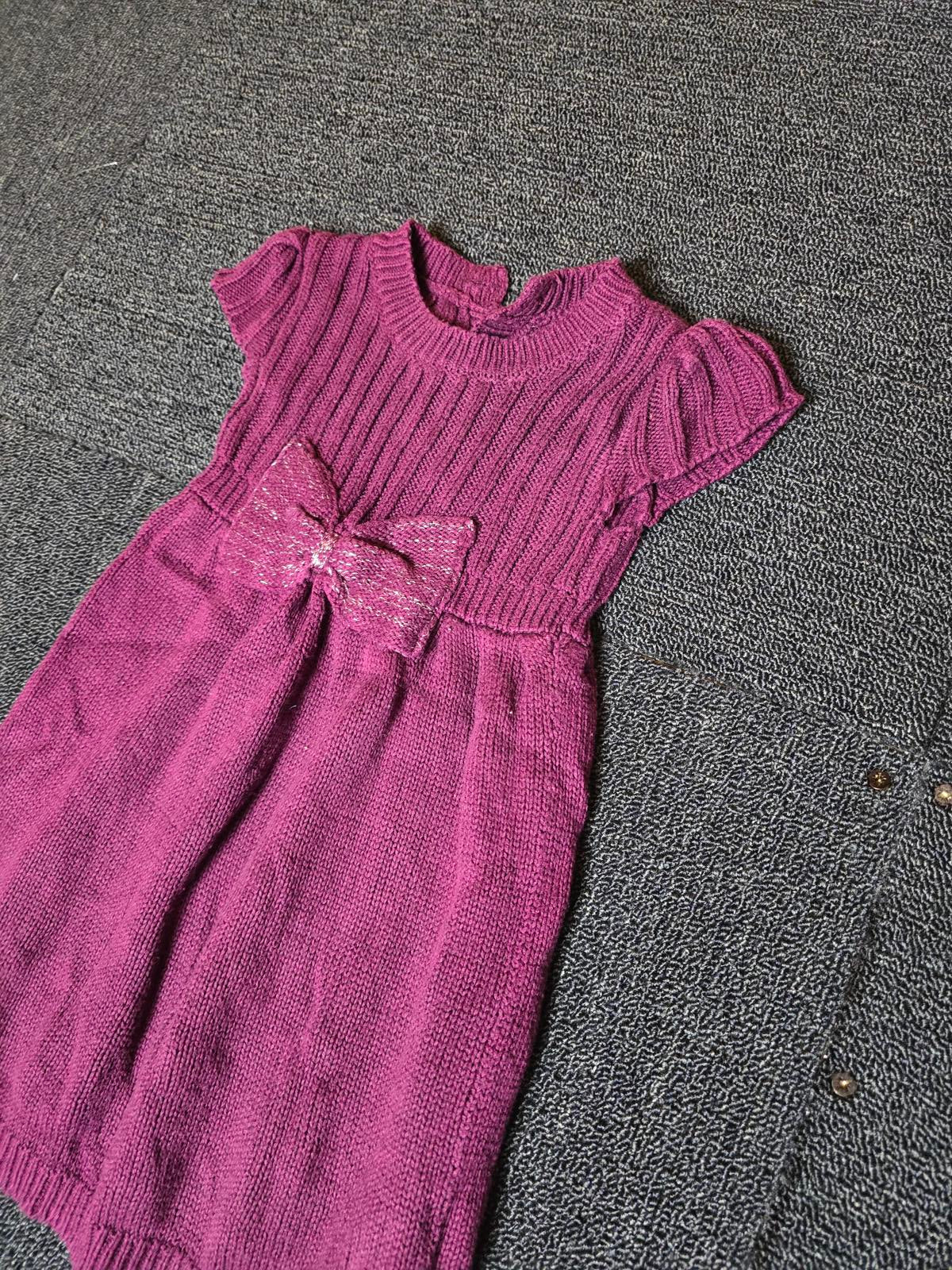 Dunnes purple knitted short sleeved dress girls 6-9m