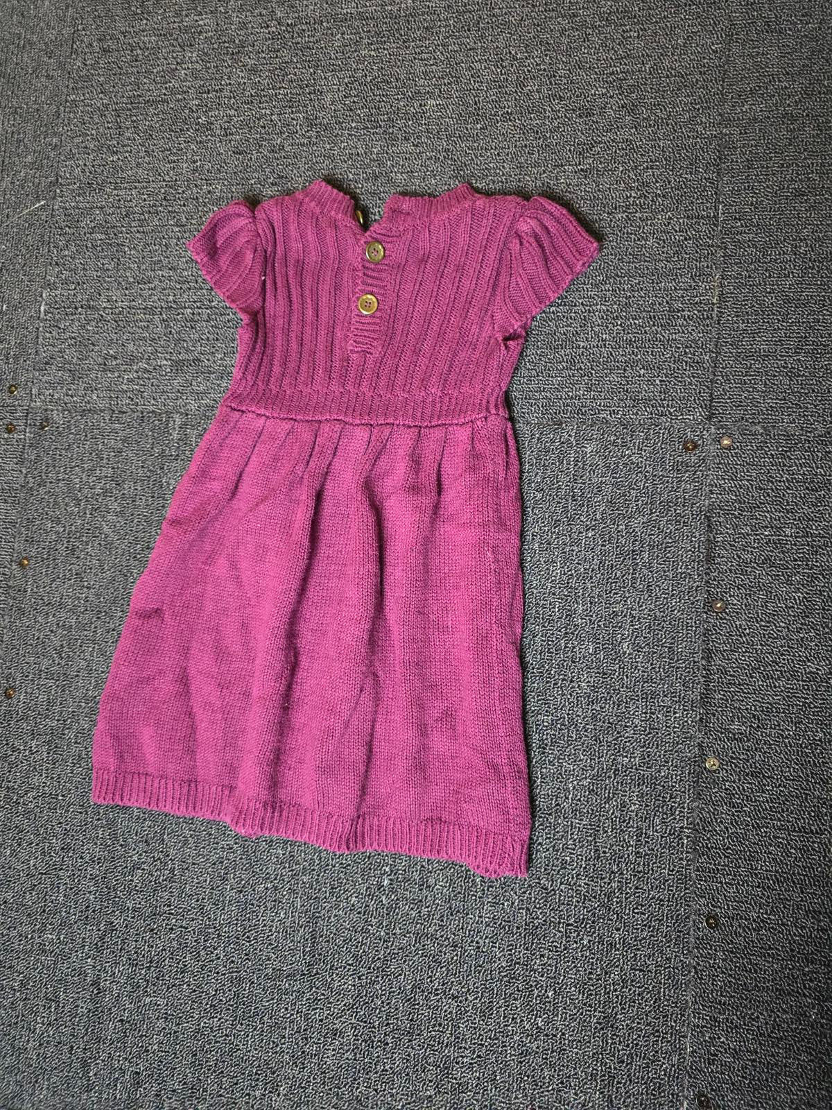 Dunnes purple knitted short sleeved dress girls 6-9m