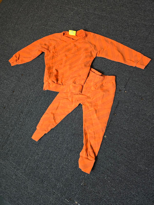 Pickle orange boys striped outfit age 6-12months