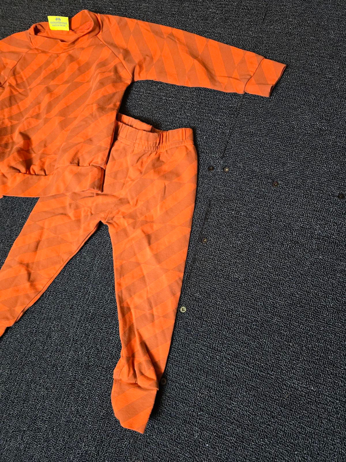 Pickle orange boys striped outfit age 6-12months