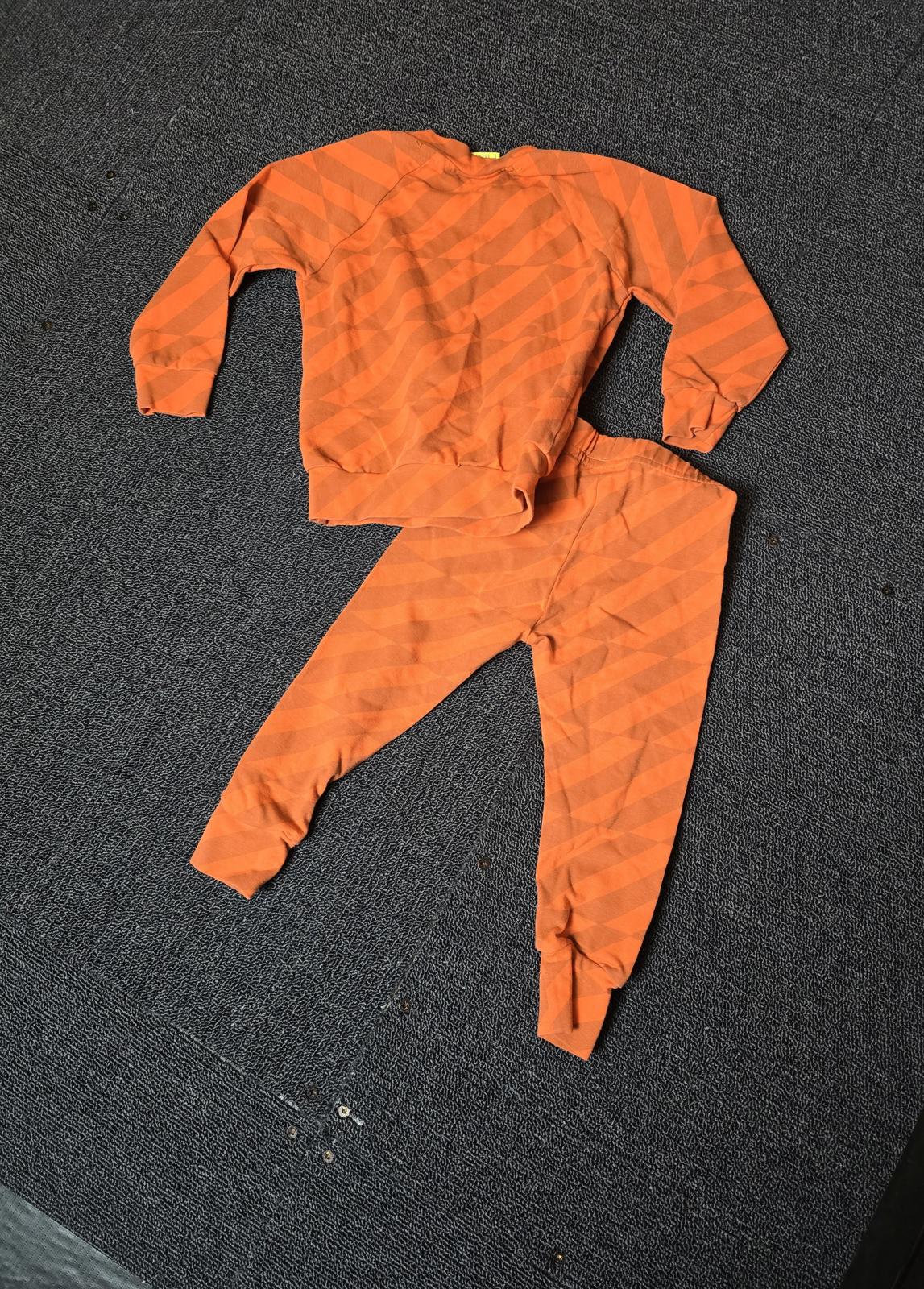 Pickle orange boys striped outfit age 6-12months