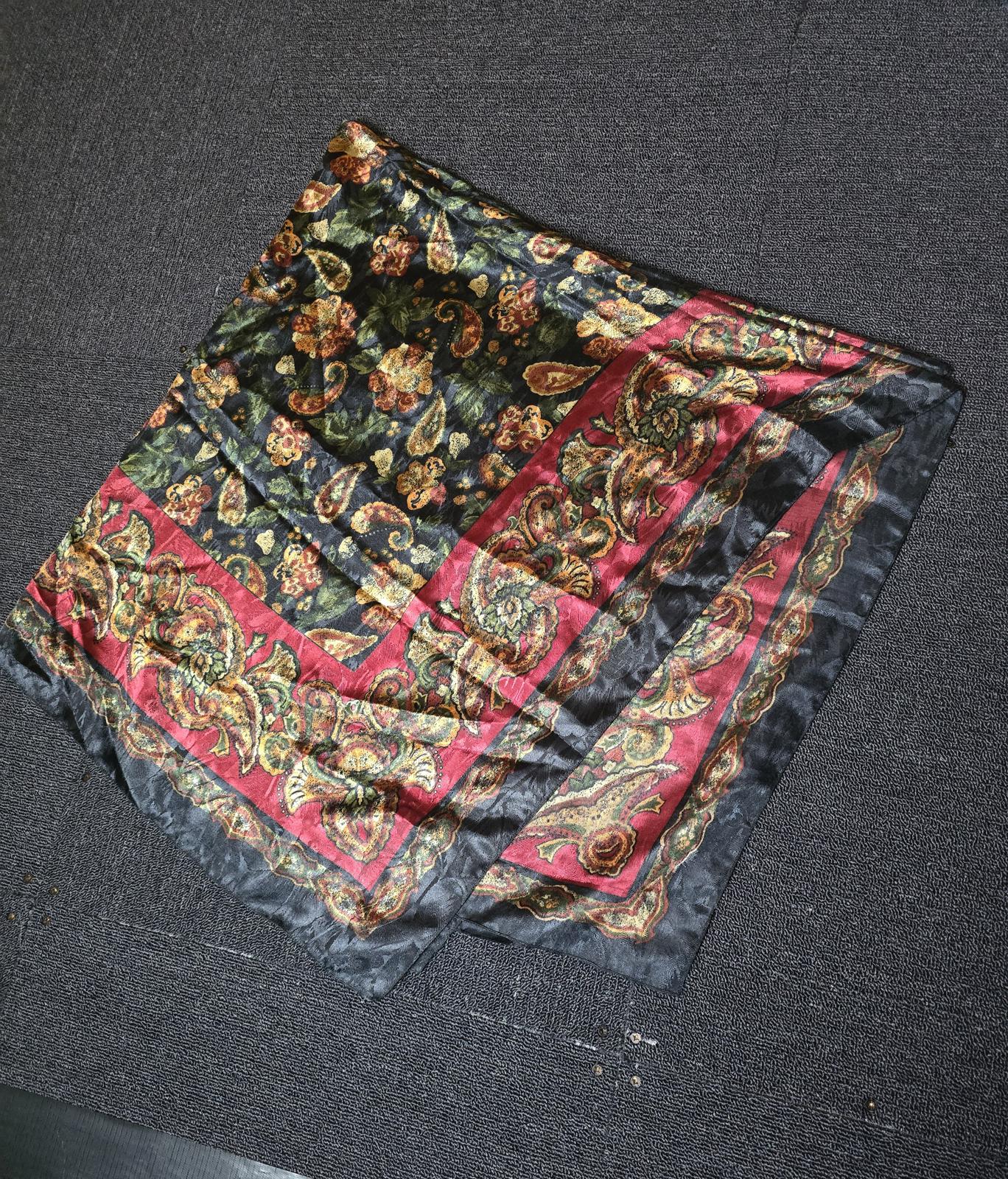 Vintage St Michael silky multicoloured patterned square scarf 46" x 46"