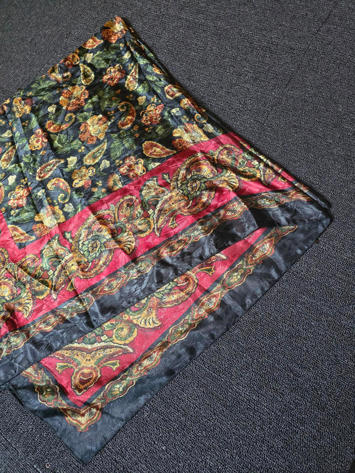 Vintage St Michael silky multicoloured patterned square scarf 46" x 46"