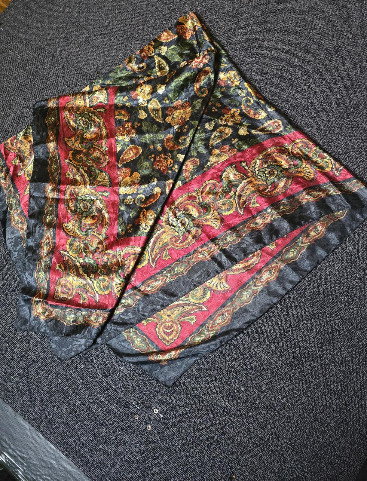 Vintage St Michael silky multicoloured patterned square scarf 46" x 46"