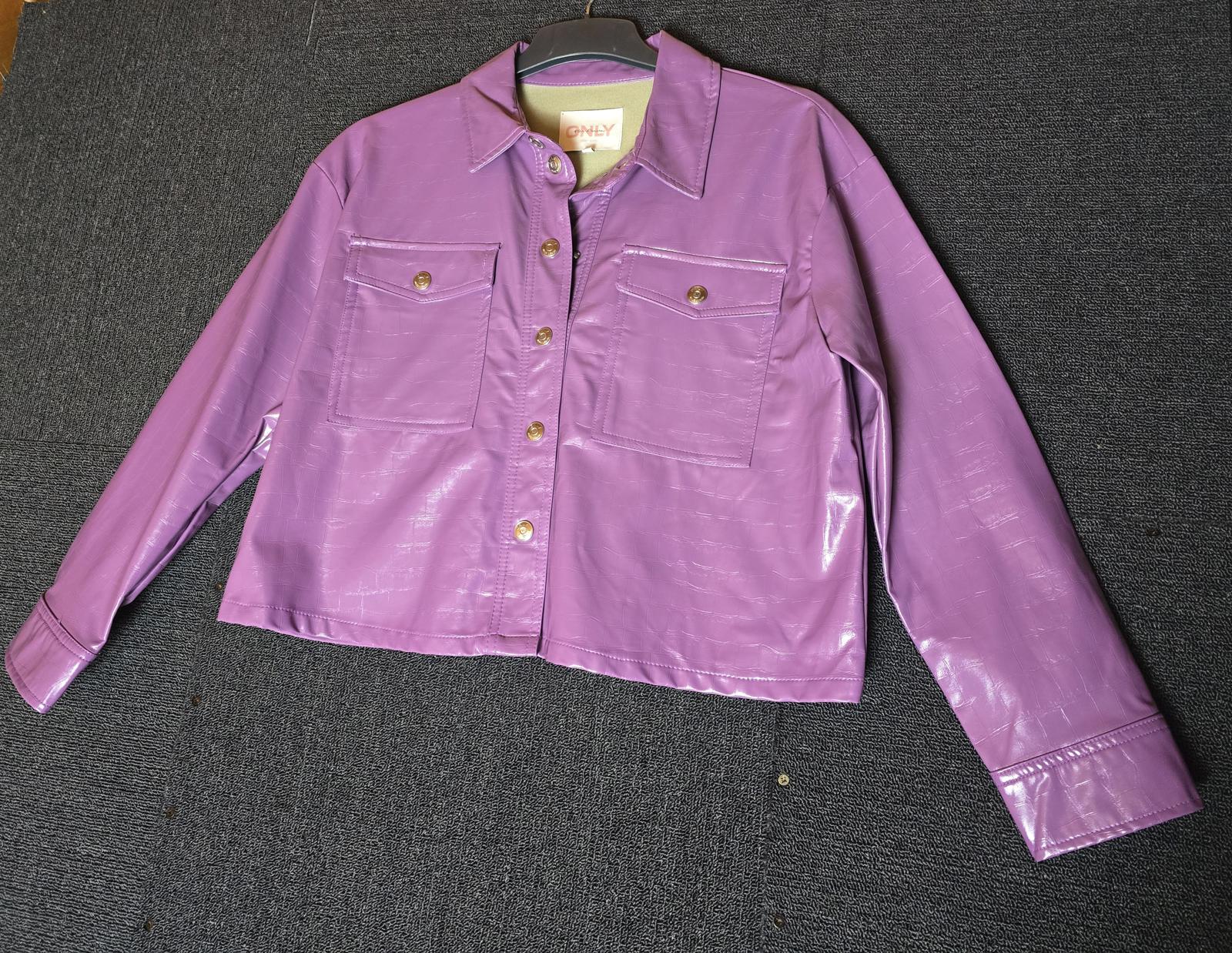 ONLY lilac faux leather jacket box cropped fit M size 12/14