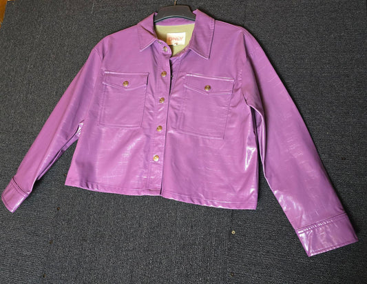 ONLY lilac faux leather jacket box cropped fit M size 12/14