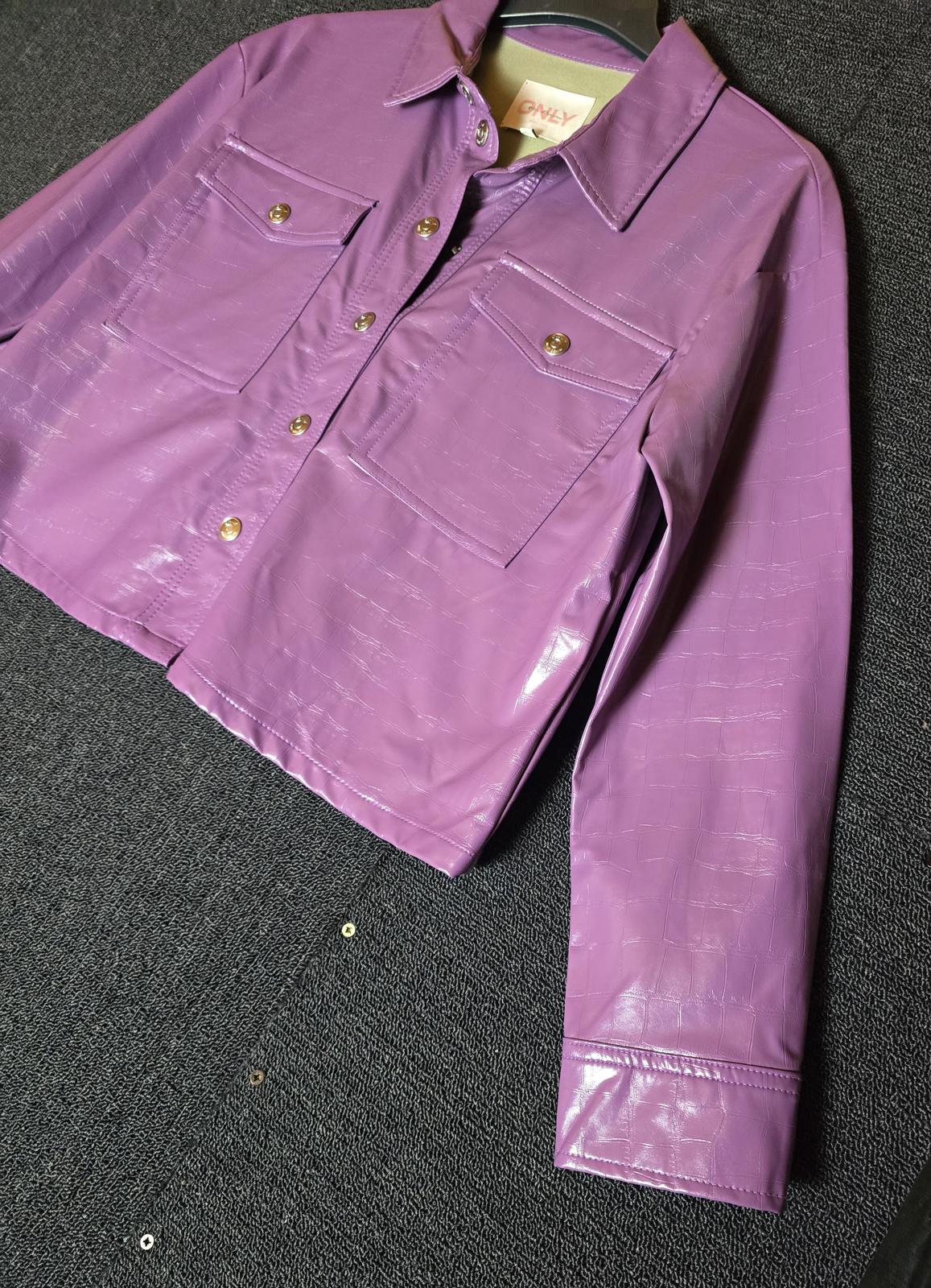 ONLY lilac faux leather jacket box cropped fit M size 12/14