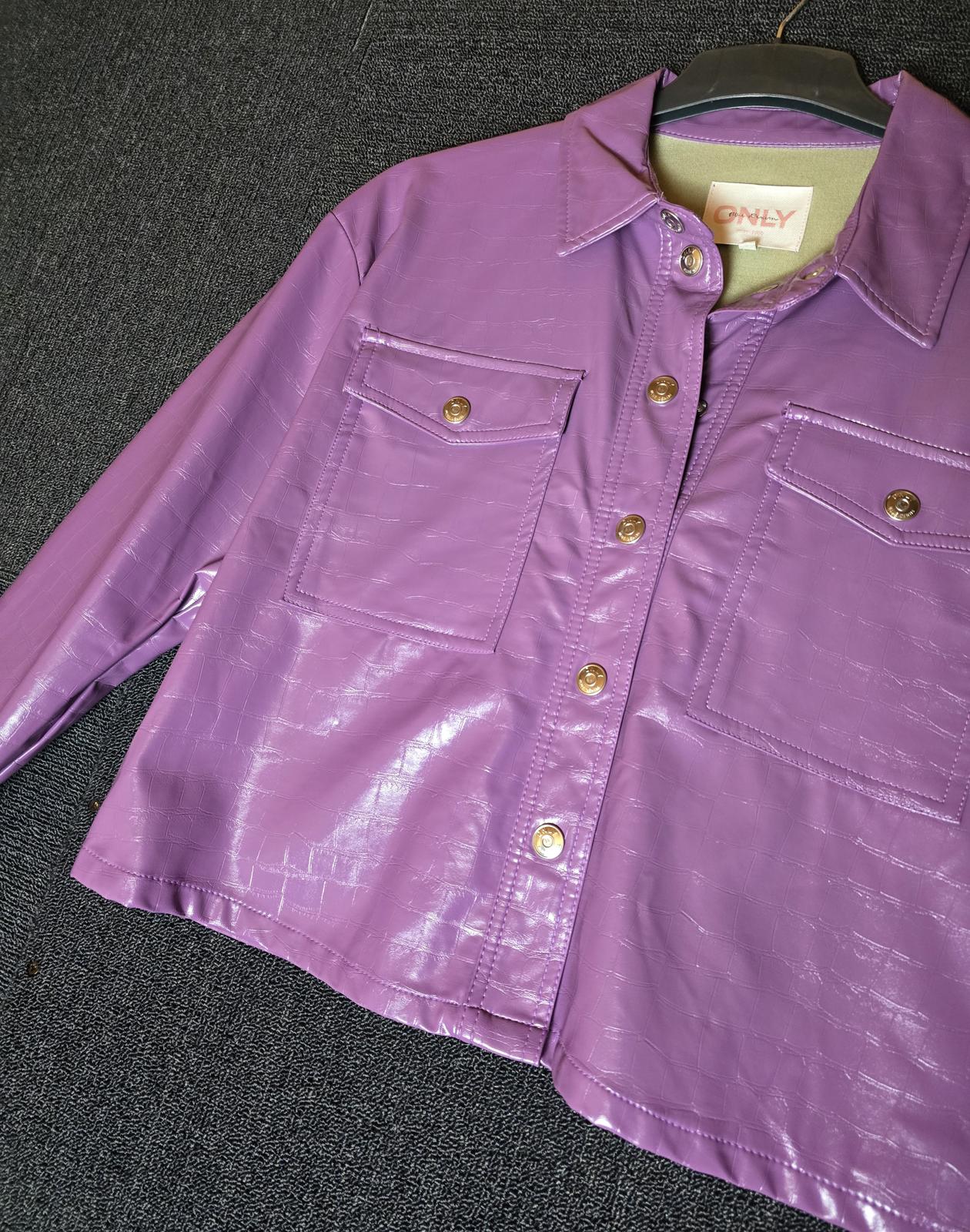 ONLY lilac faux leather jacket box cropped fit M size 12/14