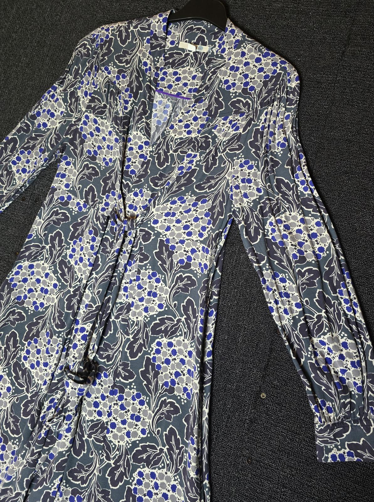 Boden green & blue floral dress size 12reg tie waist