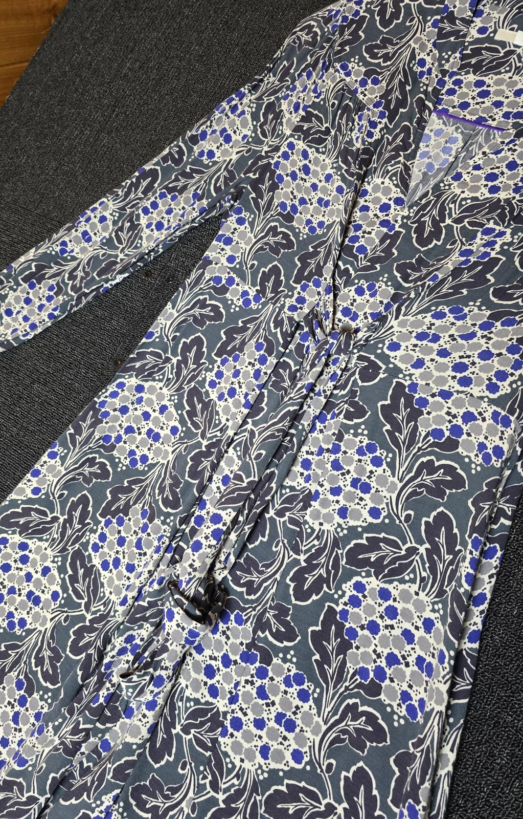 Boden green & blue floral dress size 12reg tie waist
