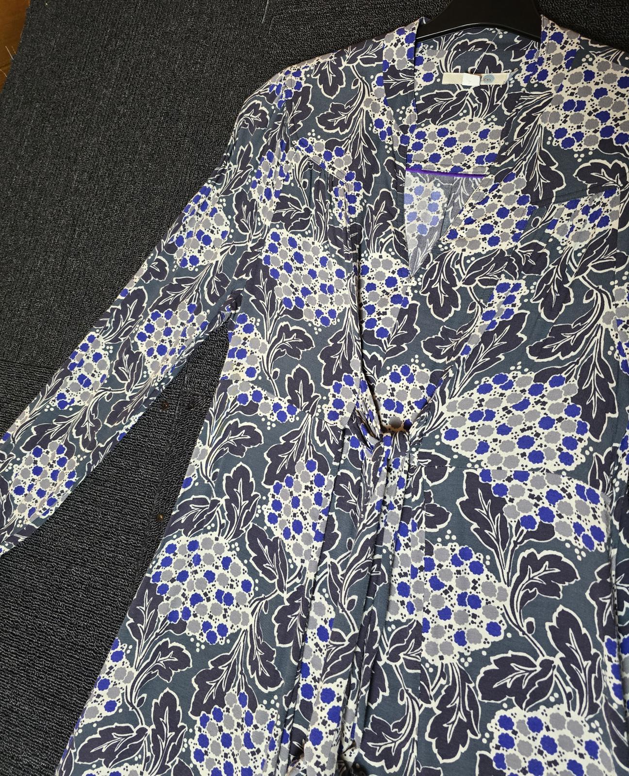 Boden green & blue floral dress size 12reg tie waist