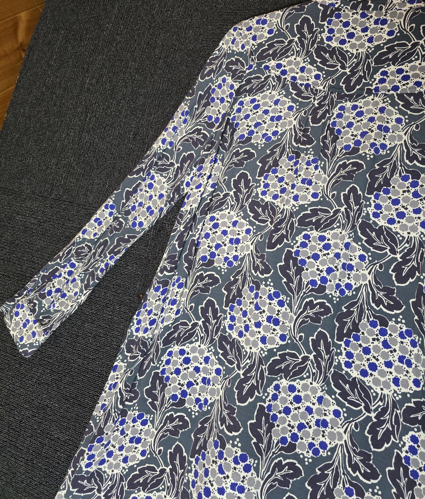 Boden green & blue floral dress size 12reg tie waist