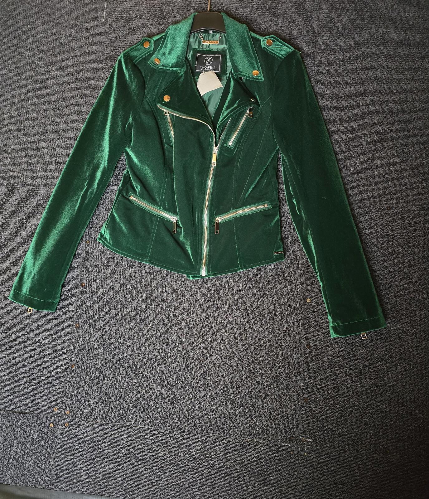 Rino & Pelle green velvet biker jacket size 8 NWT
