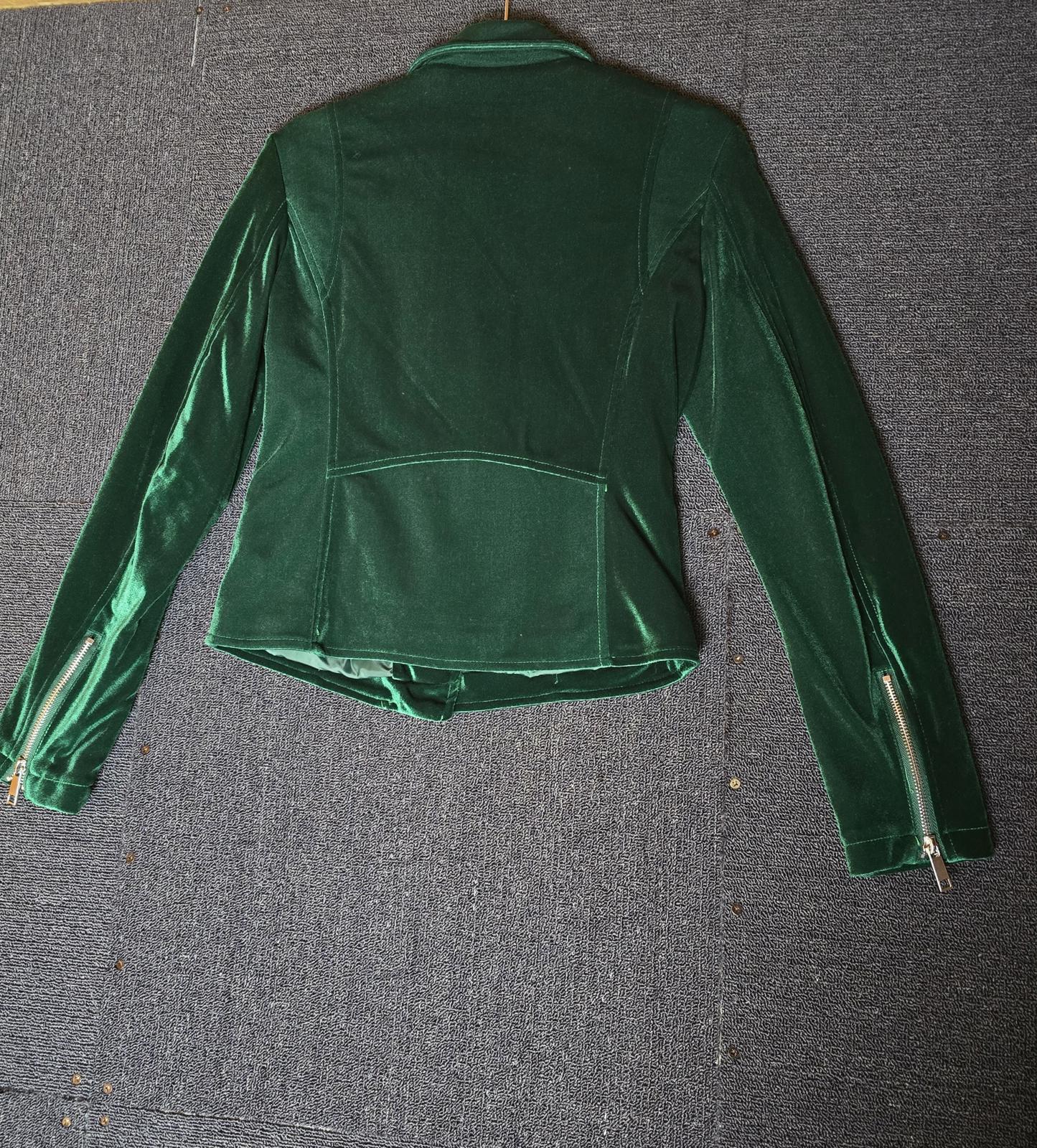 Rino & Pelle green velvet biker jacket size 8 NWT