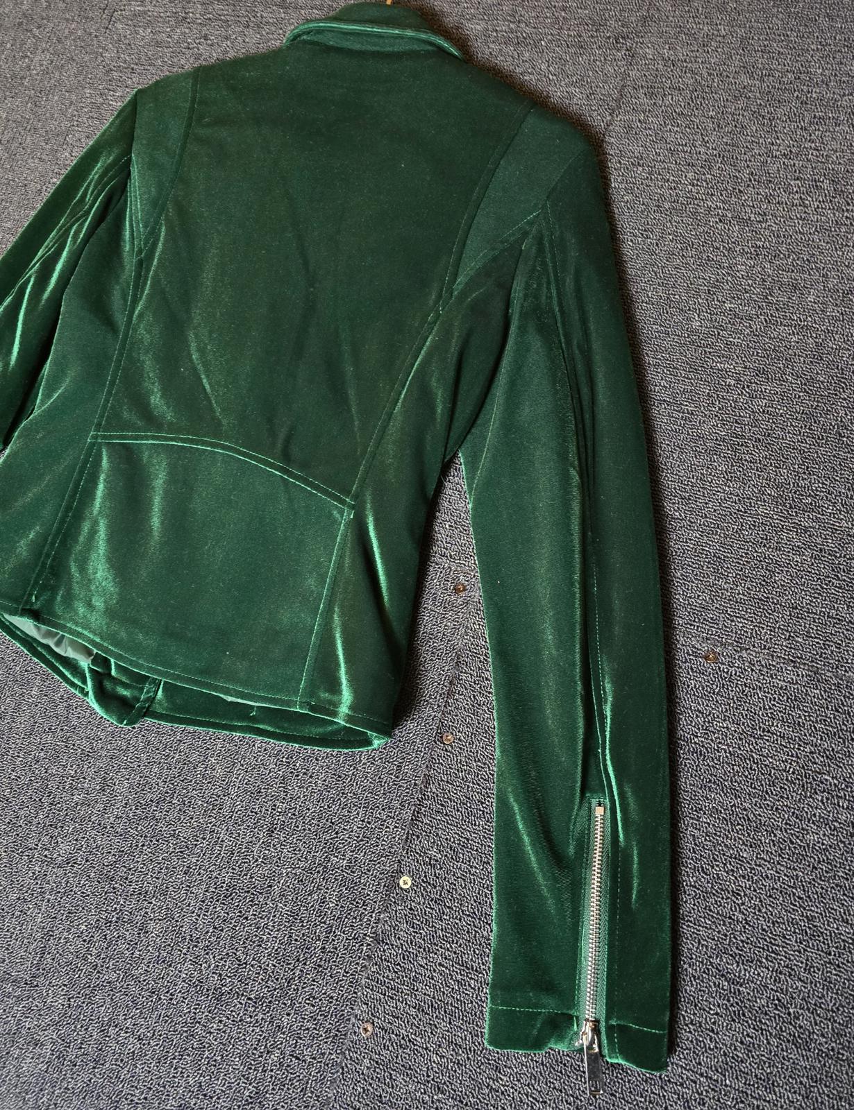 Rino & Pelle green velvet biker jacket size 8 NWT
