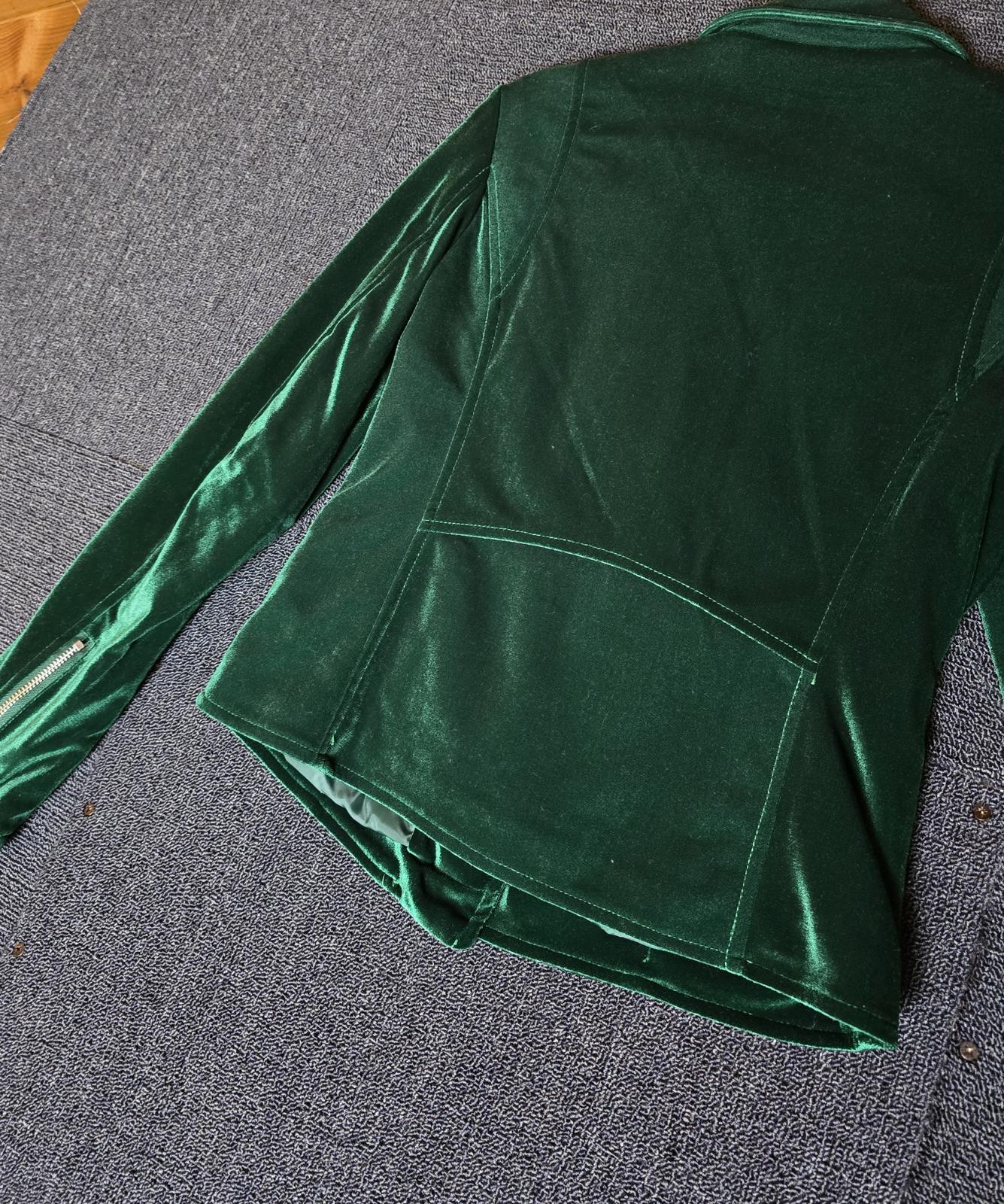 Rino & Pelle green velvet biker jacket size 8 NWT