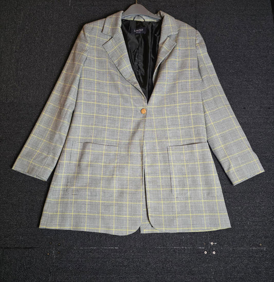 Marks & Spencer grey & yellow checked oversized blazer size 10