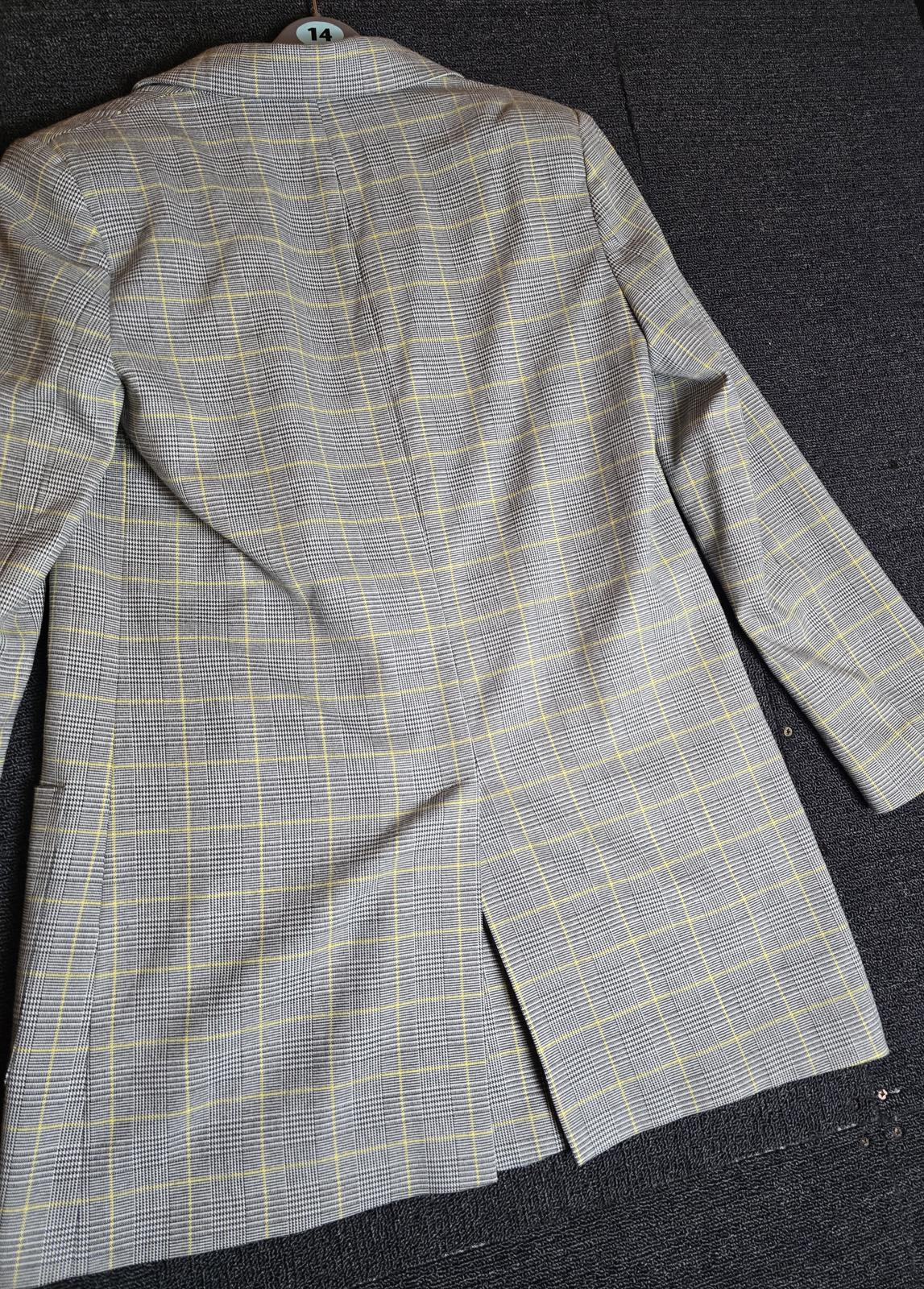 Marks & Spencer grey & yellow checked oversized blazer size 10