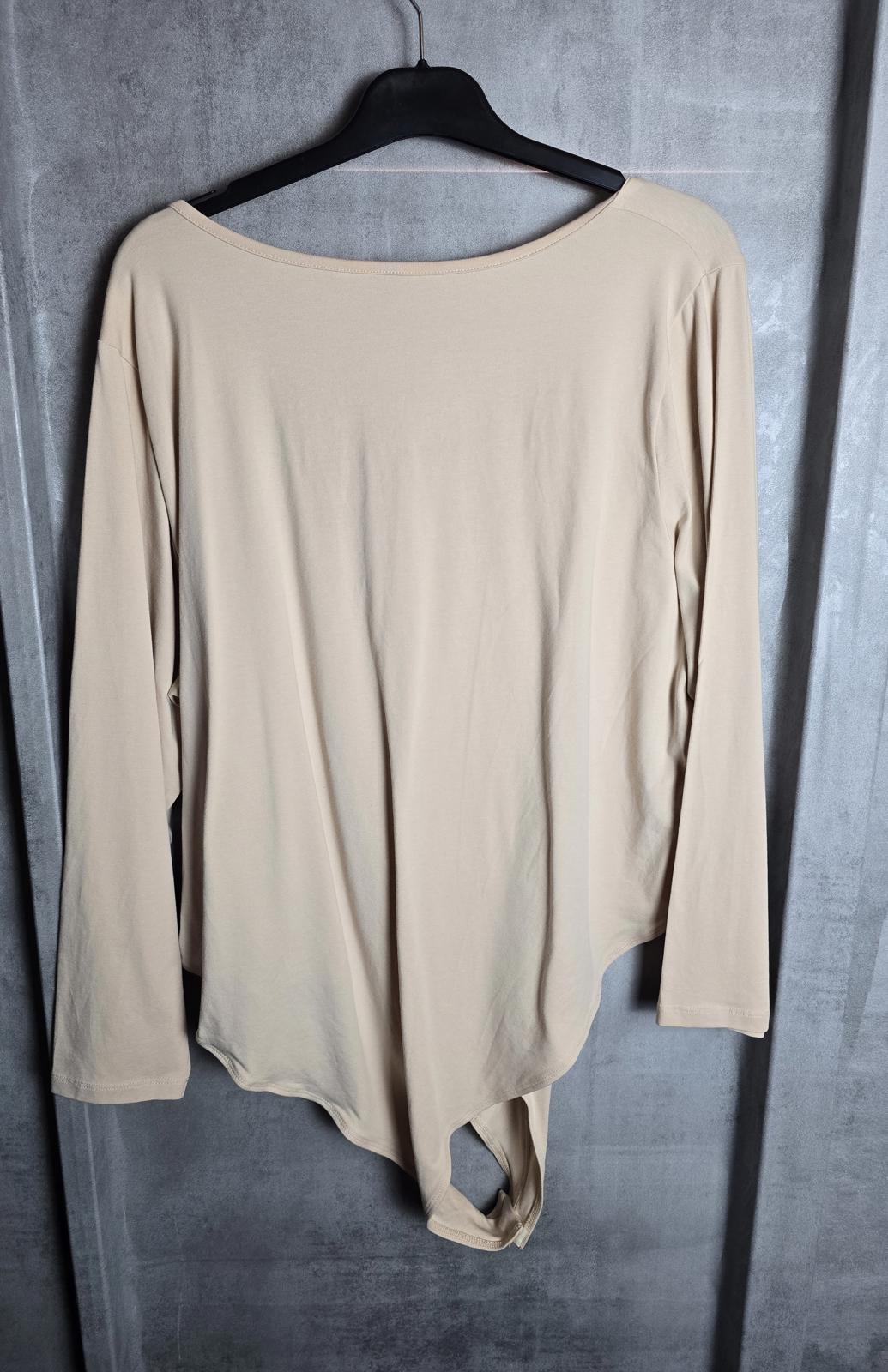 Tu long sleeved beige bodysuit square neck size 26