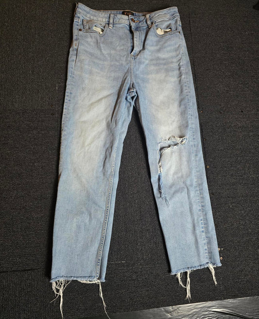 F&F light blue ripped slim jeans size 12 high waisted