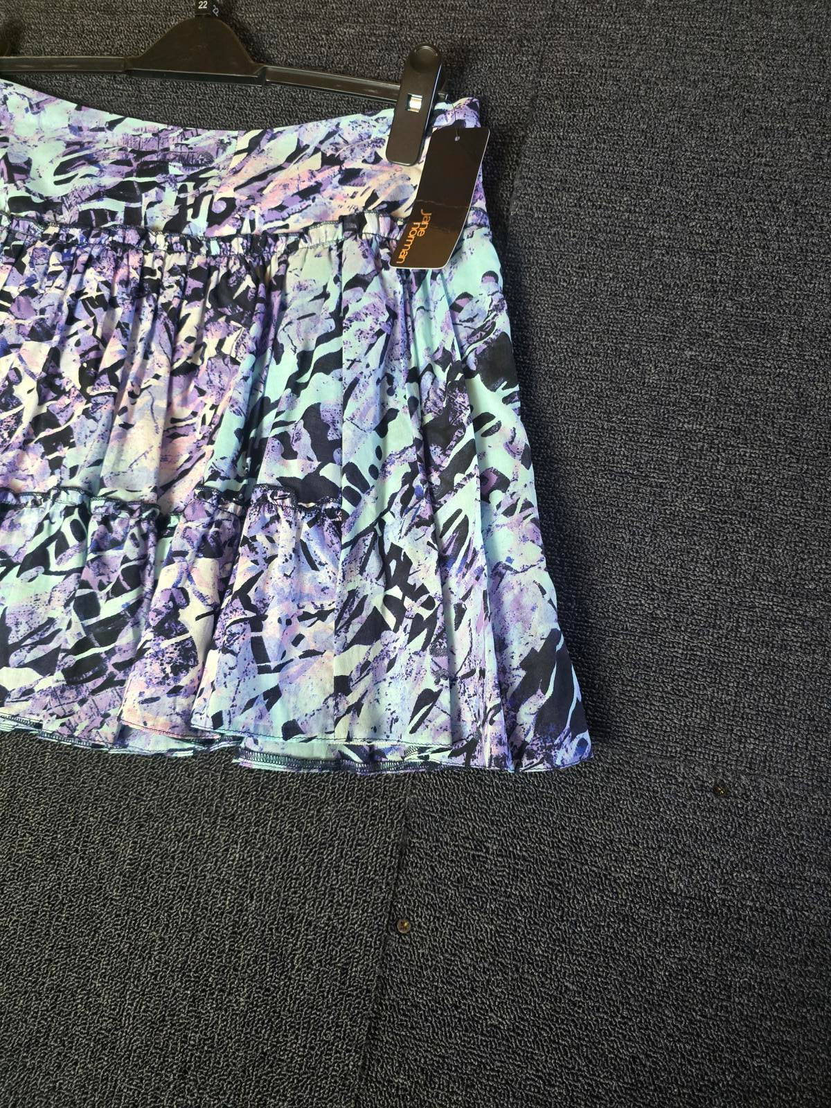 Jane Norman purple & turquoise patterned mini skirt Y2k NWT size 8