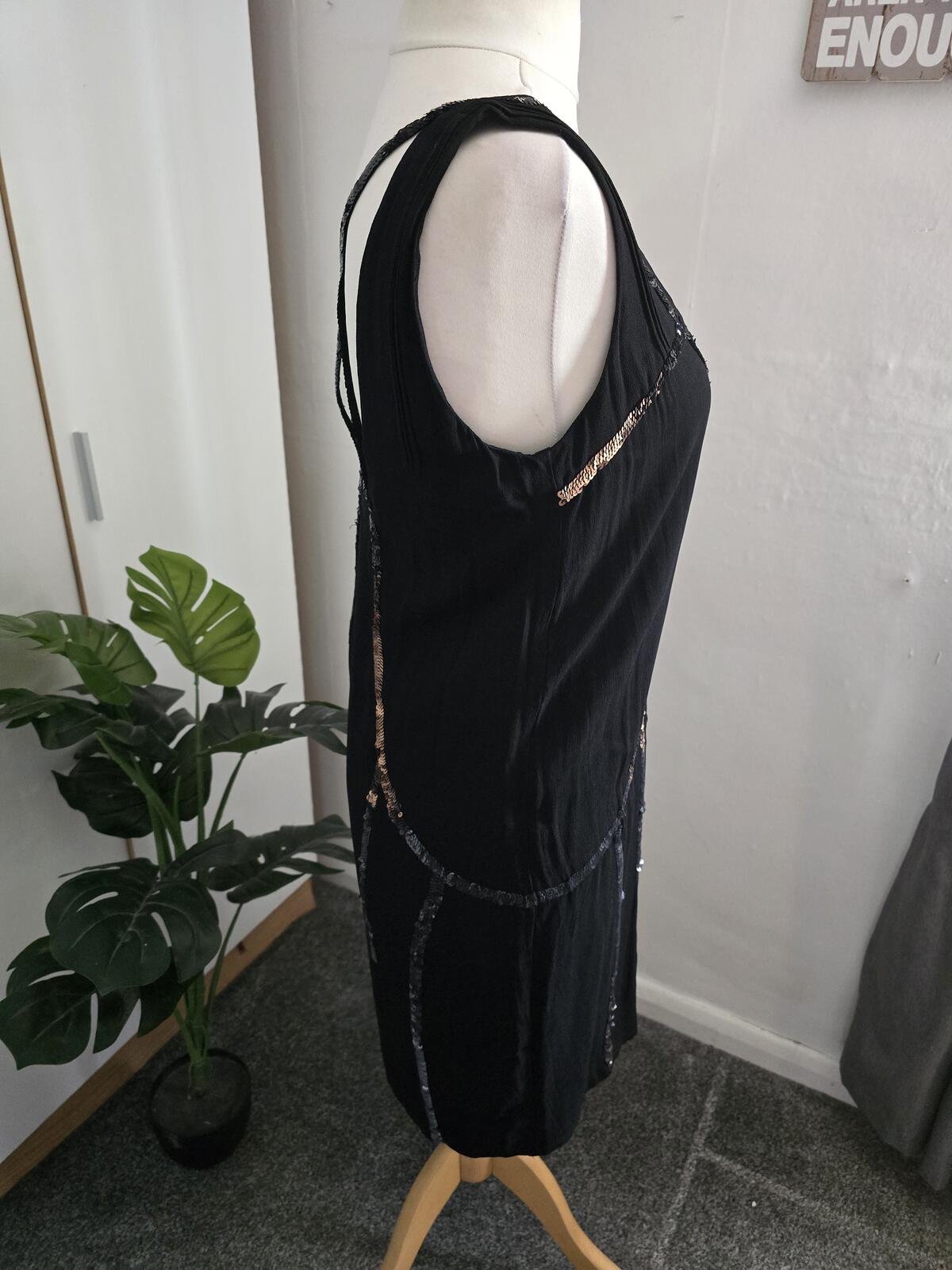 Rare Y2K Diesel Sequin Dress - Black & Bronze Size Medium