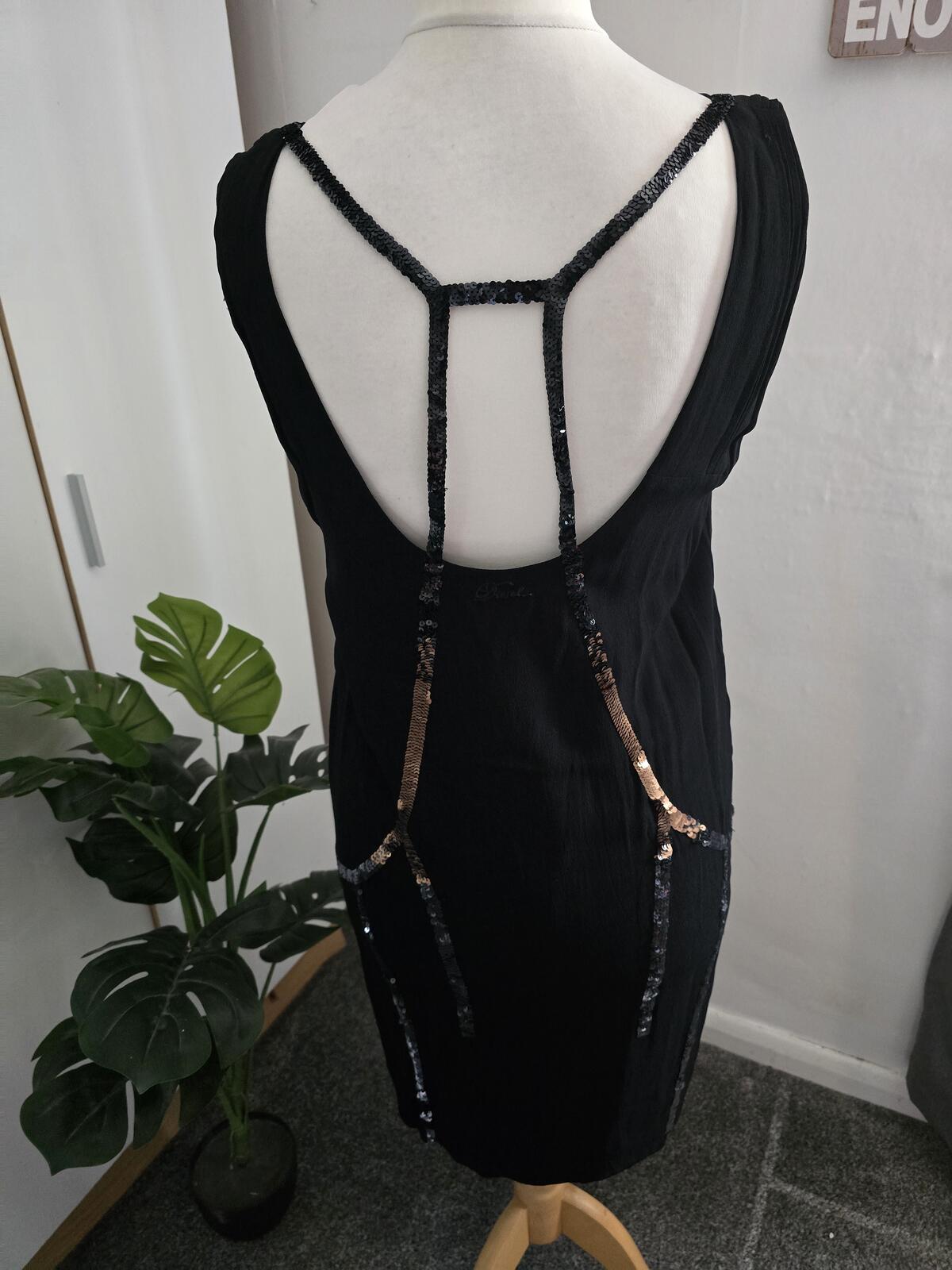 Rare Y2K Diesel Sequin Dress - Black & Bronze Size Medium
