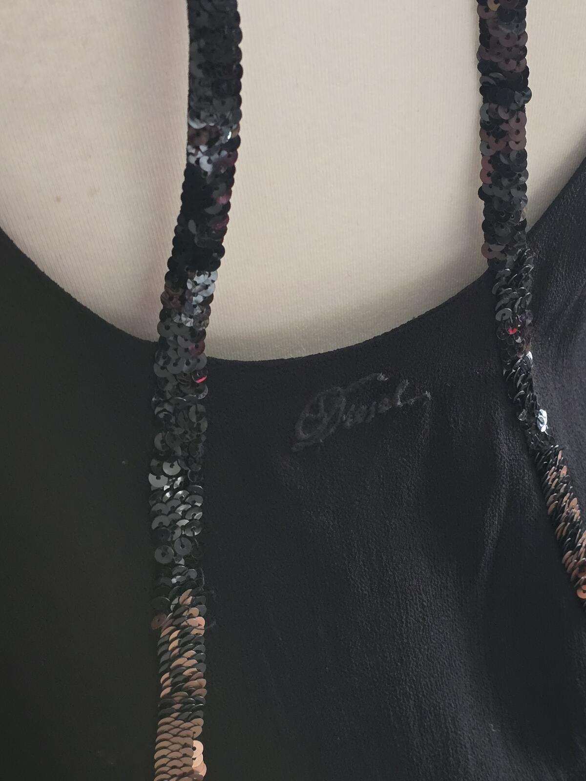 Rare Y2K Diesel Sequin Dress - Black & Bronze Size Medium