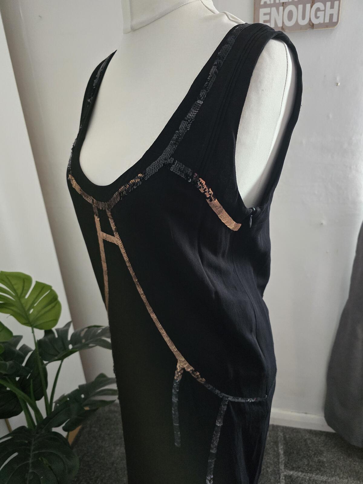 Rare Y2K Diesel Sequin Dress - Black & Bronze Size Medium