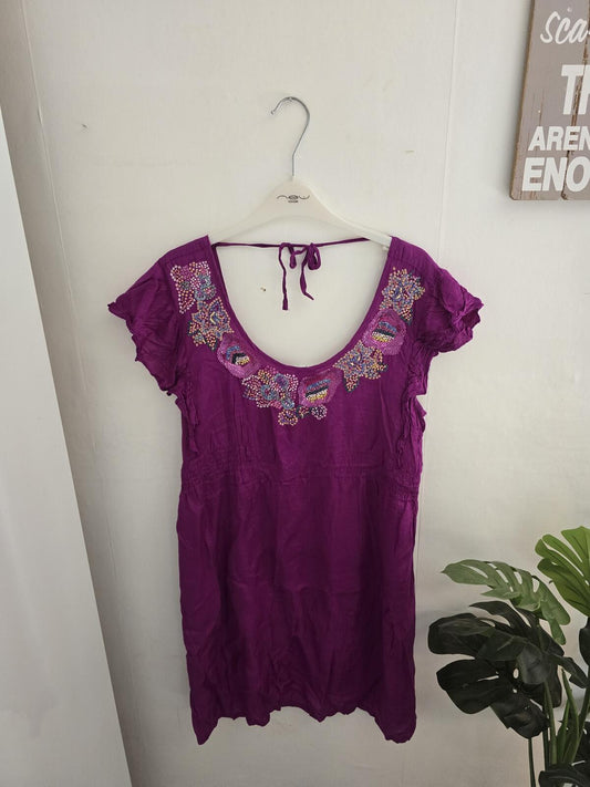 New Look Y2K Purple Sequin and Gem Dress Size 16
