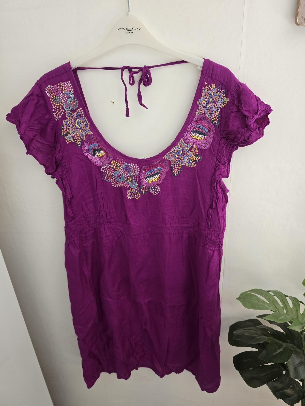 New Look Y2K Purple Sequin and Gem Dress Size 16