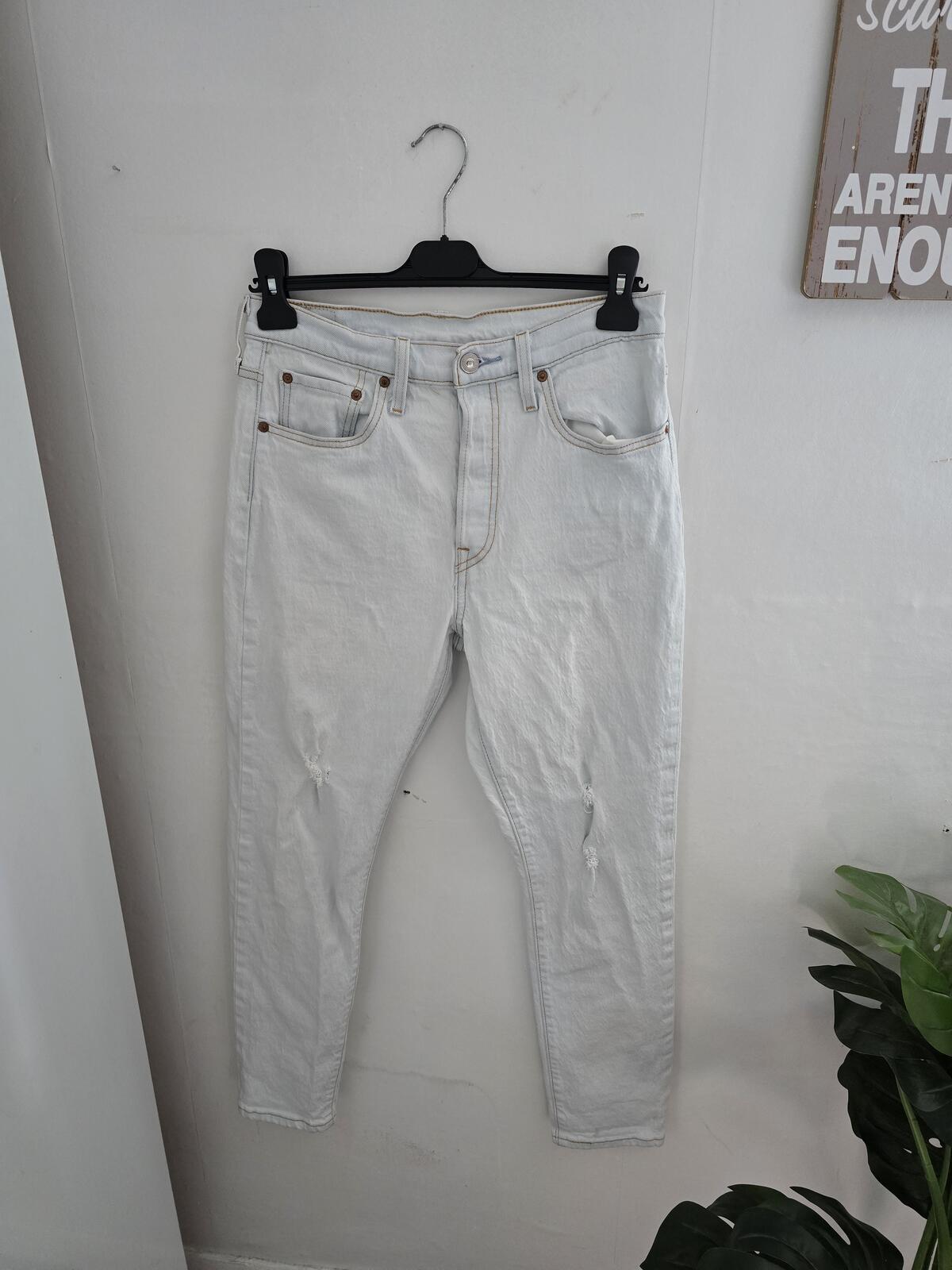 Levis 501 Womens White Ripped Skinny Jeans W28 L28