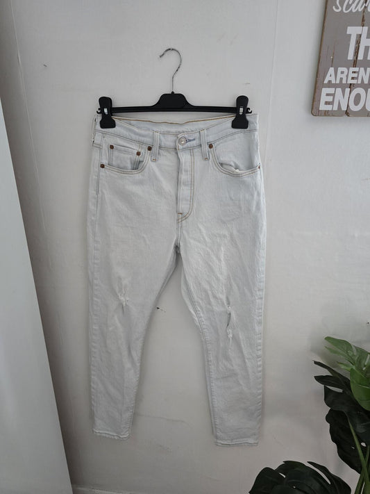 Levis 501 Womens White Ripped Skinny Jeans W28 L28