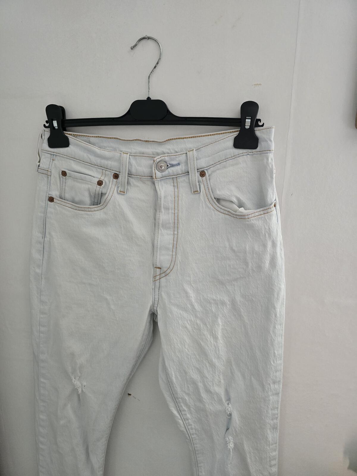 Levis 501 Womens White Ripped Skinny Jeans W28 L28