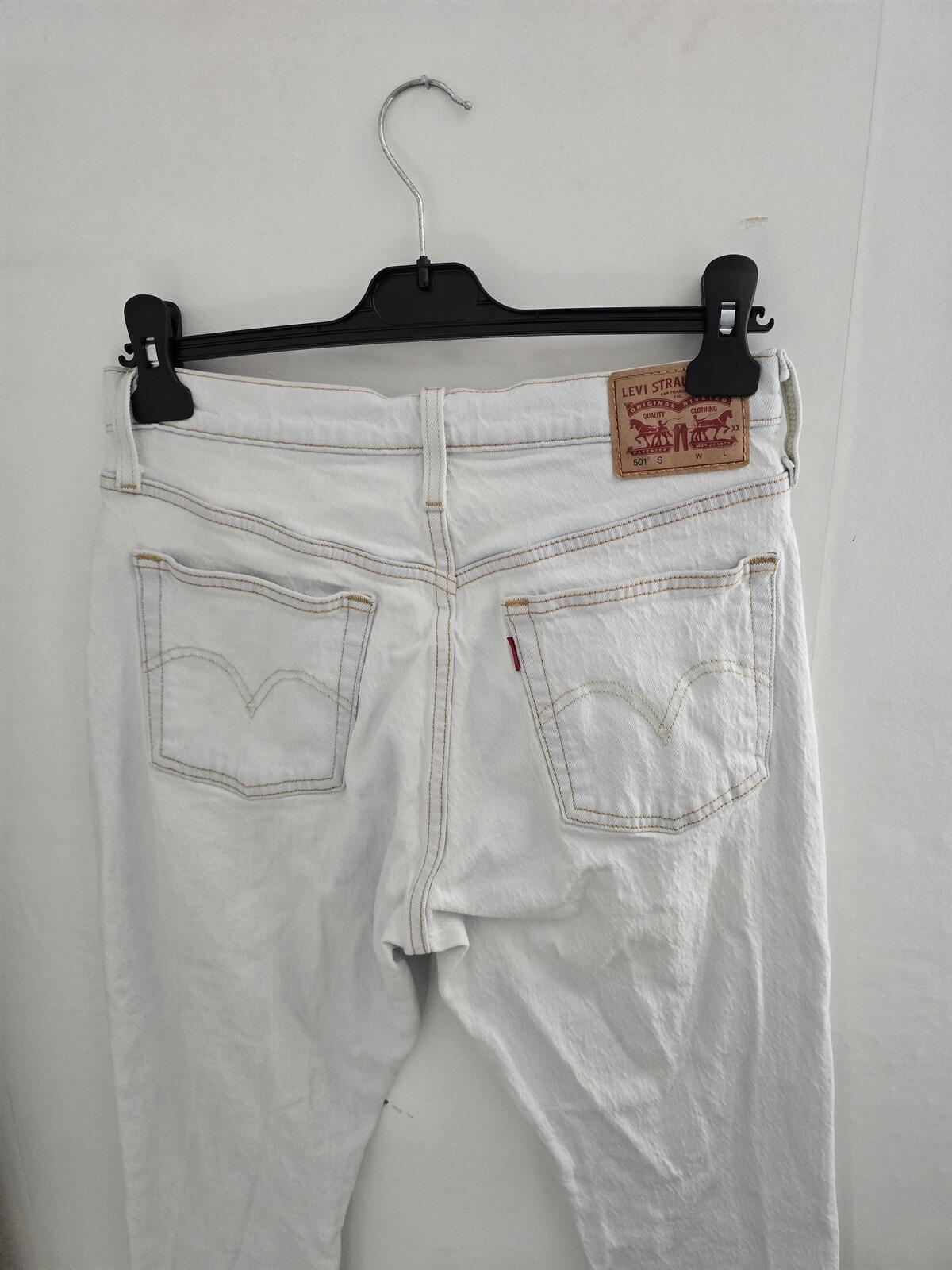 Levis 501 Womens White Ripped Skinny Jeans W28 L28