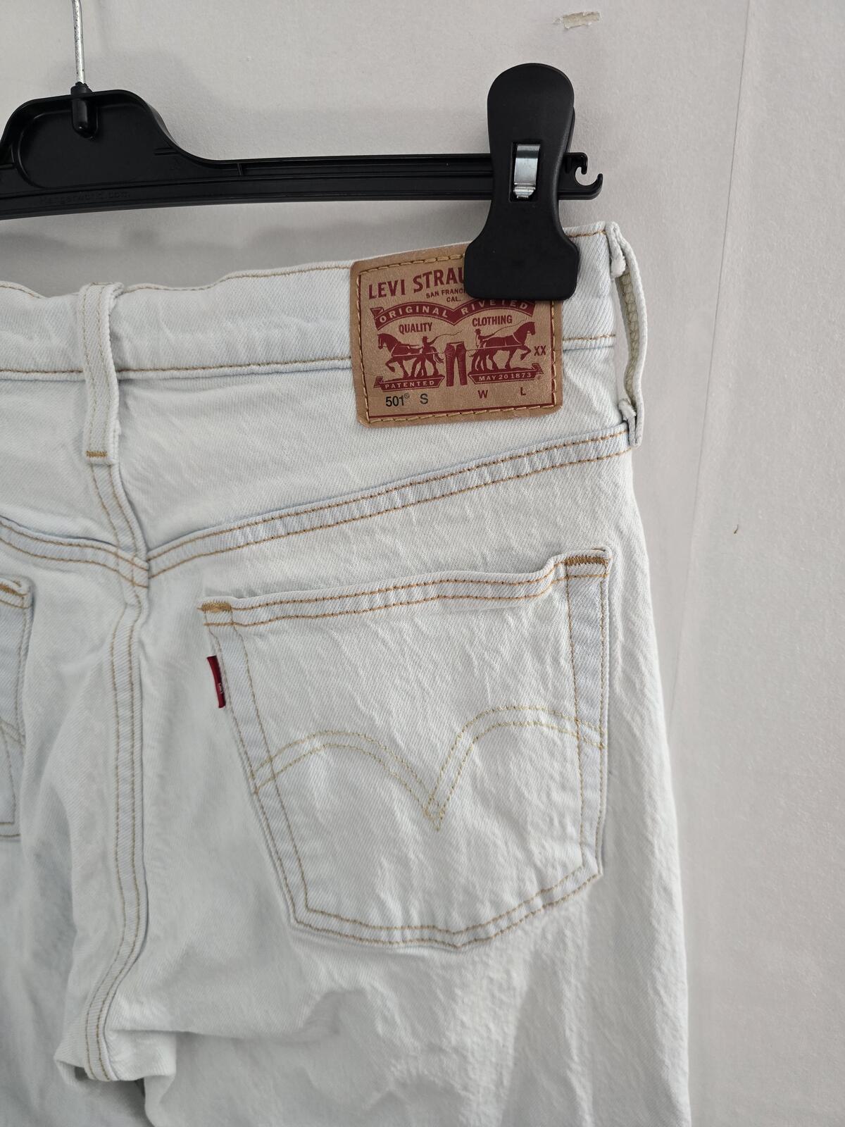 Levis 501 Womens White Ripped Skinny Jeans W28 L28