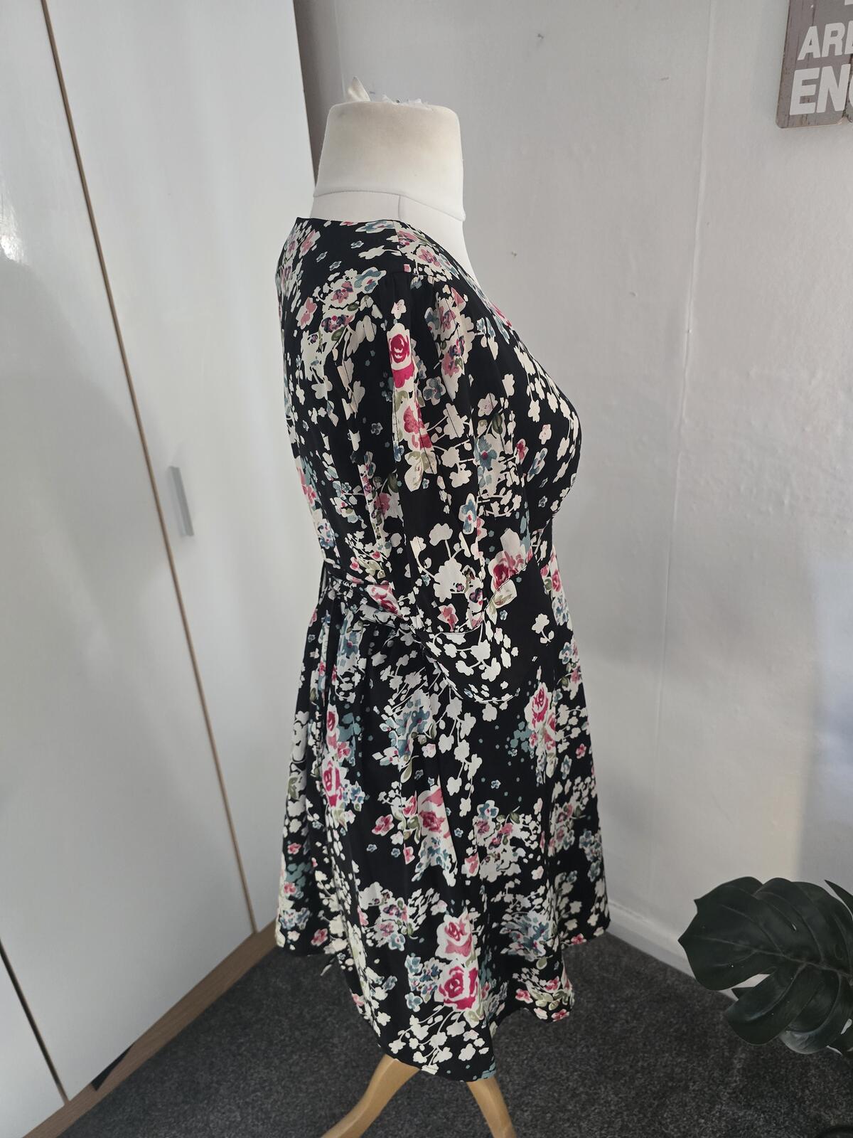 Monsoon Fusion Y2K Black Floral Cut Out Dress Size 12