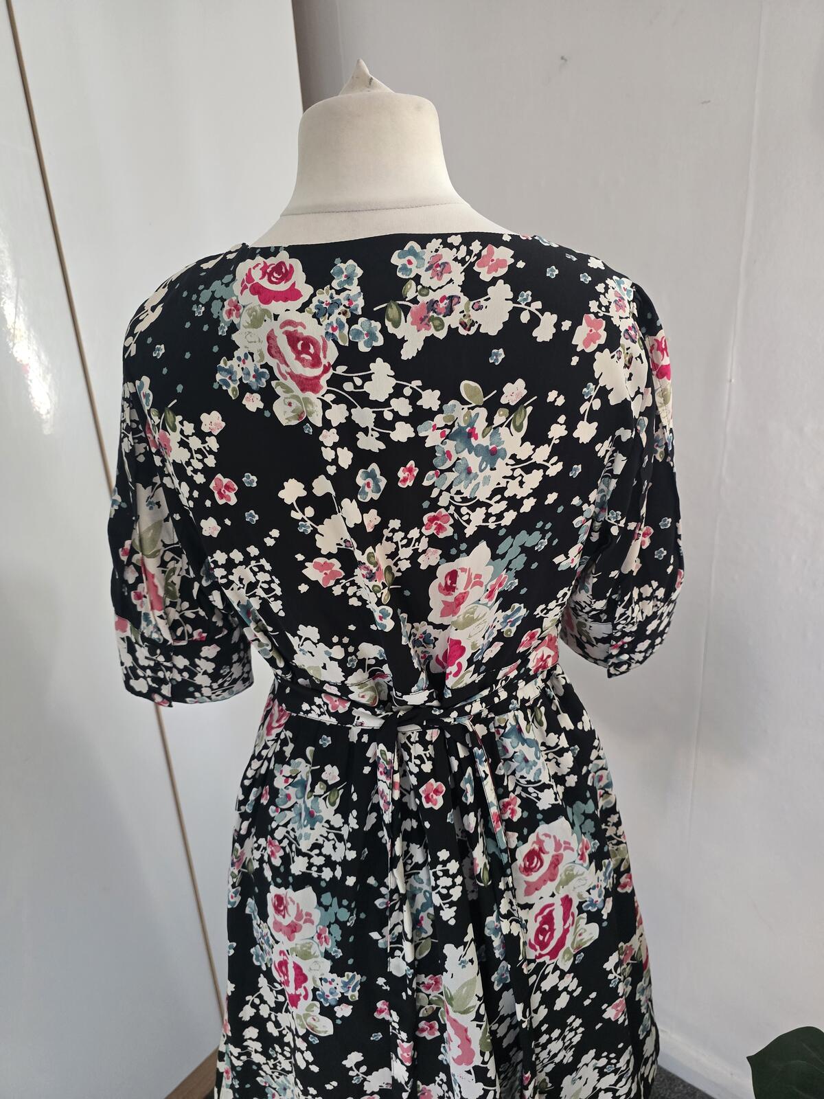 Monsoon Fusion Y2K Black Floral Cut Out Dress Size 12