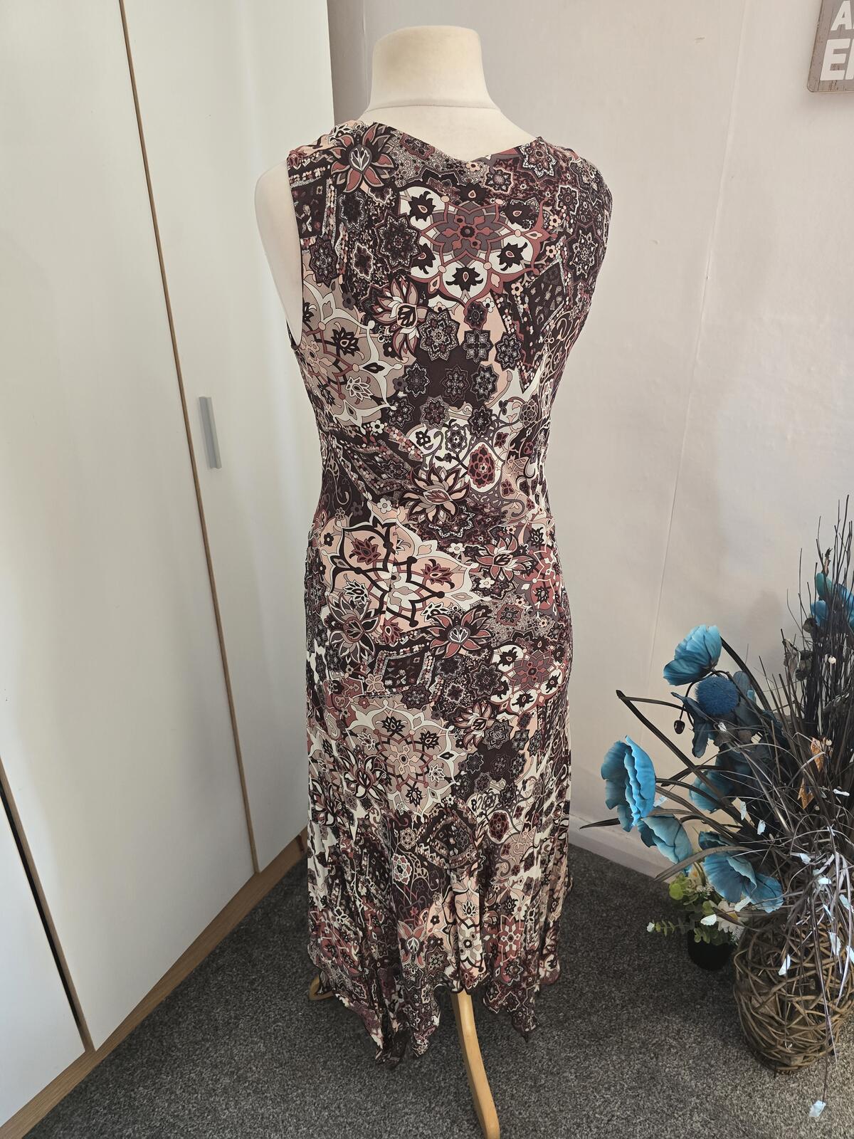 Etam Y2K Ladies Brown & Burgundy Patterned Midi Dress